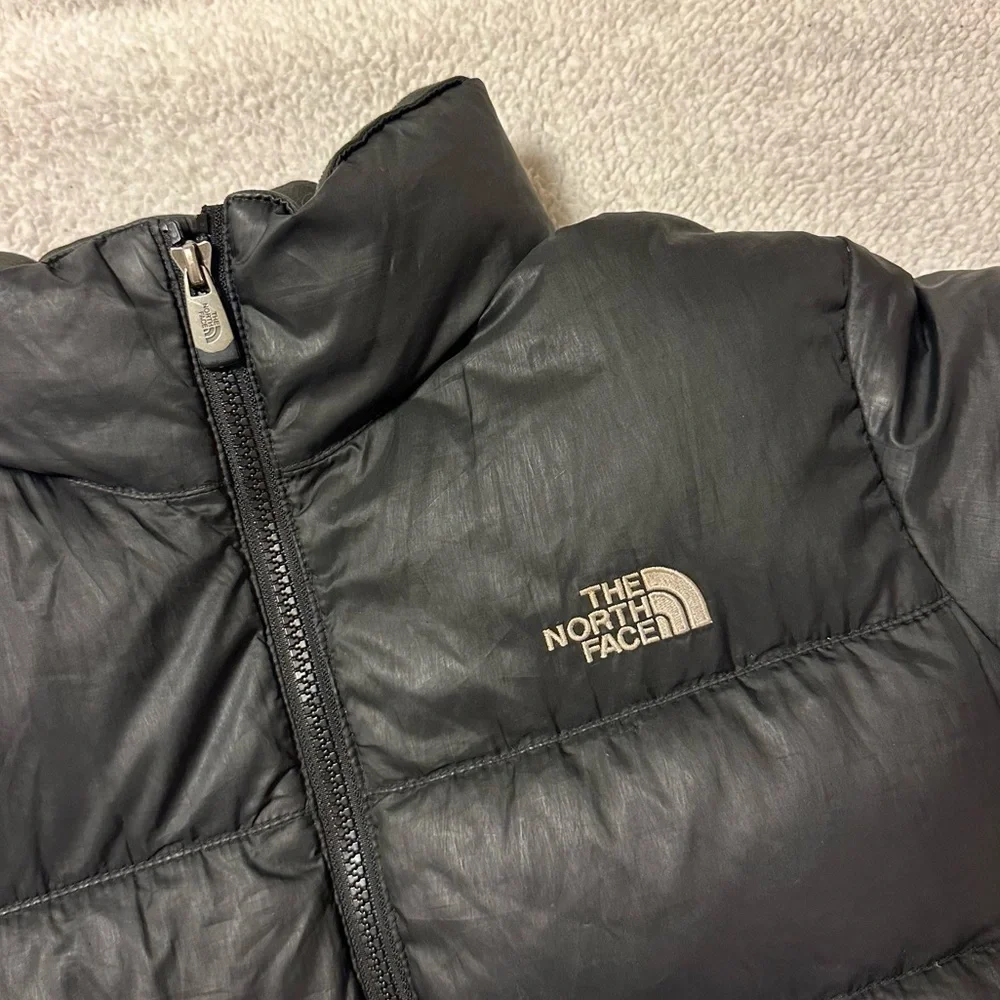 The North Fact Black Quilted 550 Goose Down Puffer Coat Jacket Winter Vintage